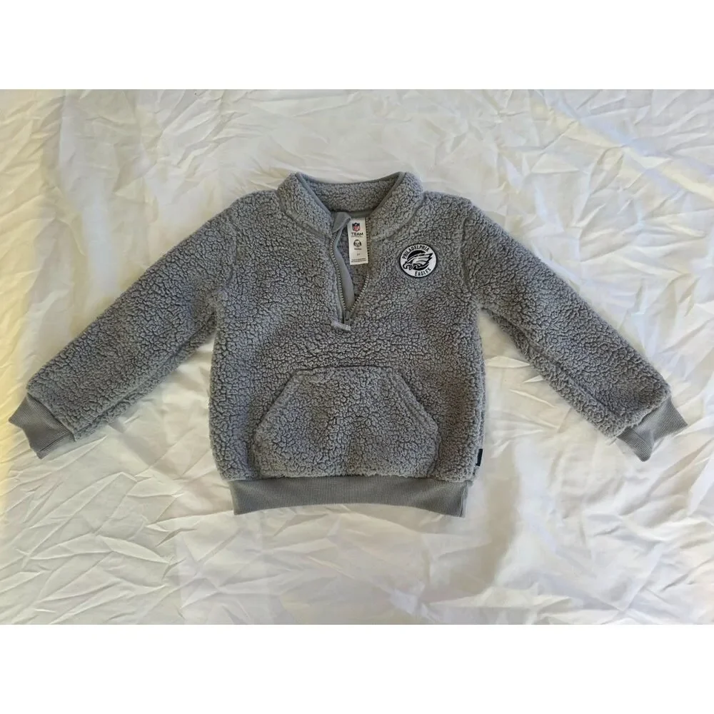 NFL Philadelphia Eagles Toddler Sherpa 1/4 Zip Pullover Jacket - Gray - Size 5T